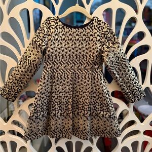 Billieblush Black and Cream Geometric Kids Dress